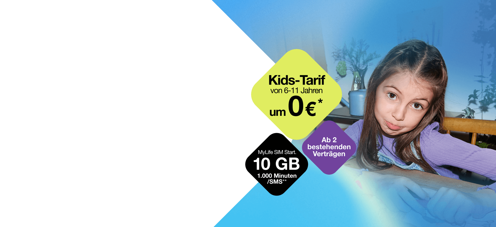 Ab 2 bestehenden Verträgen gibt's den Kids-Tarif um 0 €*