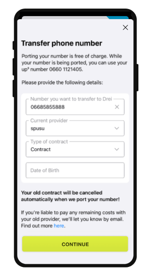 up mobile number transfer
