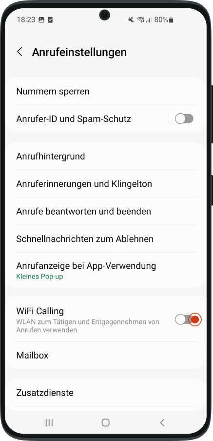 Schritt 3: Wifi Calling bzw. WLAN Anrufe auswählen