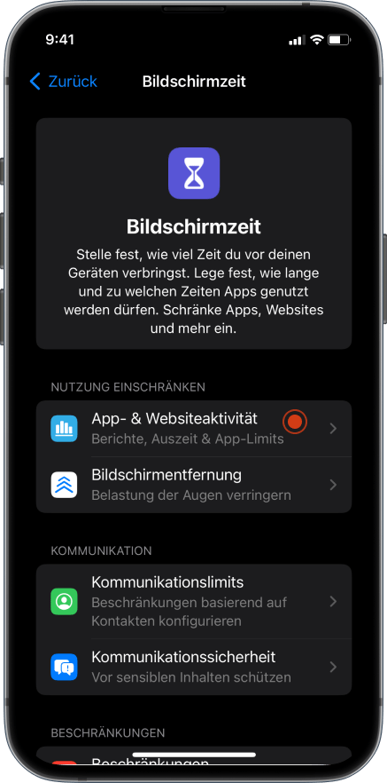 iOS: Bildschirmzeit