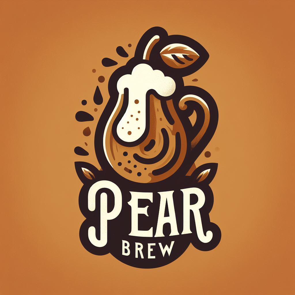 KI-Bild mit Logo für ein fiktives Bier mit Birnengeschmack